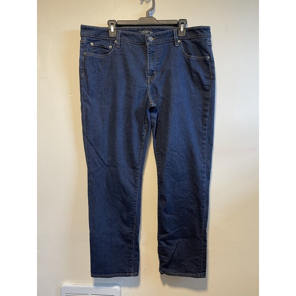 Lauren Ralph Lauren 18W Dark Indigo Straight Leg Jeans Stretch Classic Preppy
